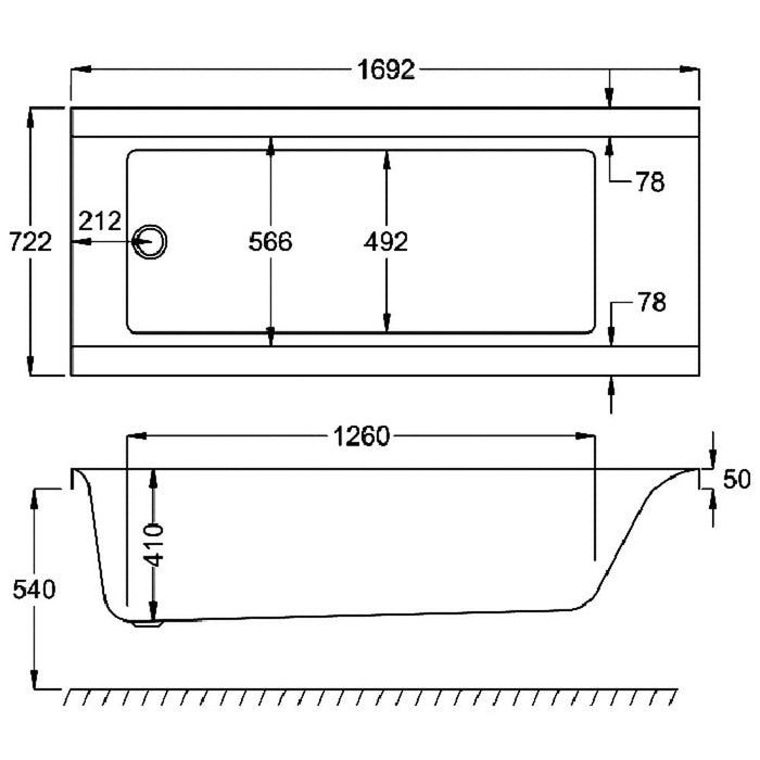 Carron Urban Carronite Left Hand Shower Bath - White - Unbeatable Bathrooms