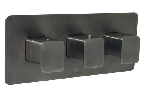 JTP HIX Thermo Valve 3 Option 3 Handle Horizontal Brushed Black - Unbeatable Bathrooms