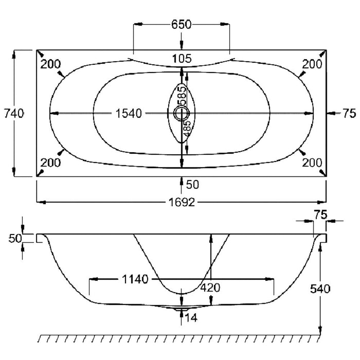 Carron Equation Carronite Bath - White - Unbeatable Bathrooms