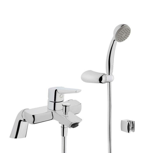 Vitra Solid S Bath Shower Mixer with Elbow, Hose & Handset - Unbeatable Bathrooms