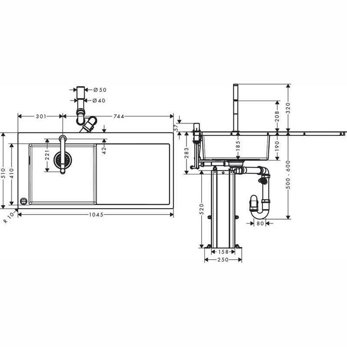 Hansgrohe C71 - C71-F450-12 Sink Combination 450 with Drainer - Unbeatable Bathrooms