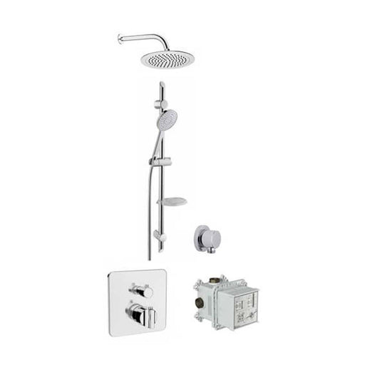 Vitra Suit 2 Outlet Shower Set With Fixed Head & Riser Rail Kit Thermostatic - Unbeatable Bathrooms