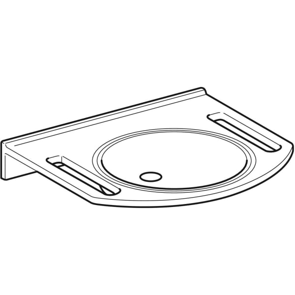 Geberit Publica 600mm Round, Barrier-Free & Dementia-Sensitive Wall Hung Basin with Cut-Outs - 0TH - Unbeatable Bathrooms