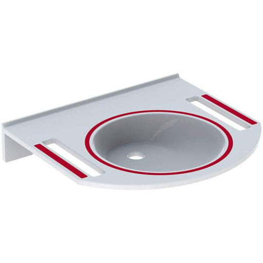 Geberit Publica 600mm Round, Barrier-Free & Dementia-Sensitive Wall Hung Basin with Cut-Outs - 0TH - Unbeatable Bathrooms