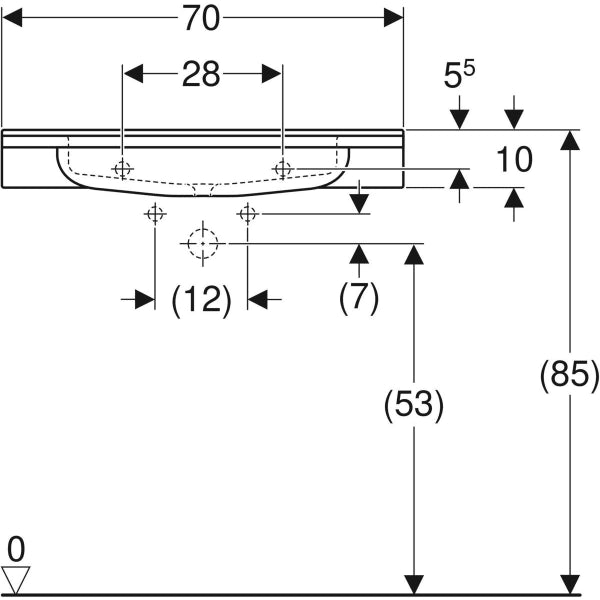 Geberit Publica 700mm Square, Barrier-Free Wall Hung Basin - 0TH - Unbeatable Bathrooms