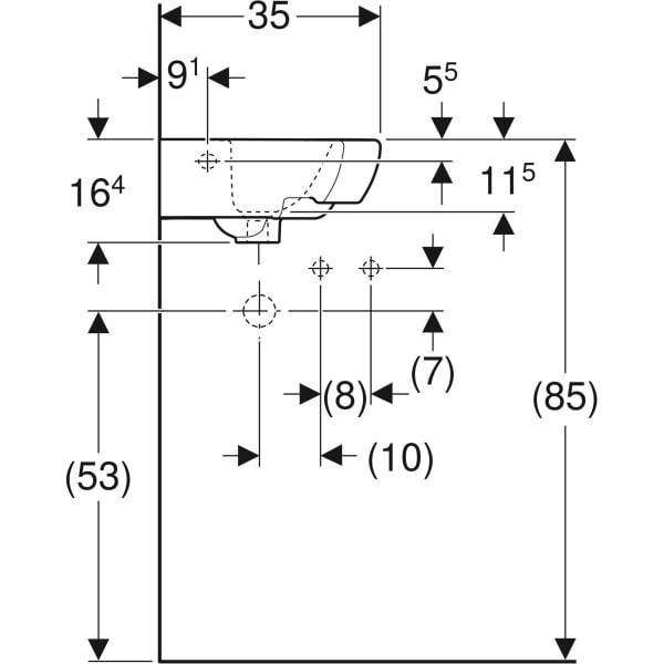 Geberit Selnova 415/600mm 1TH Corner Cloakroom Basin - Unbeatable Bathrooms
