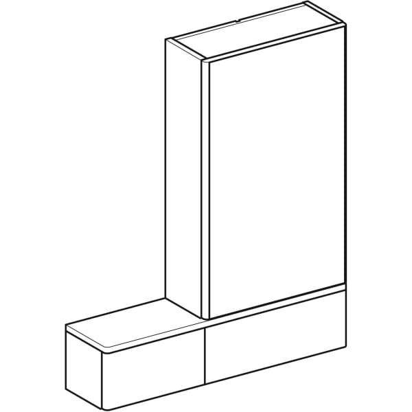 Geberit Selnova Square Mirror Cabinet with One Door and Two Pull-Down Doors - Unbeatable Bathrooms