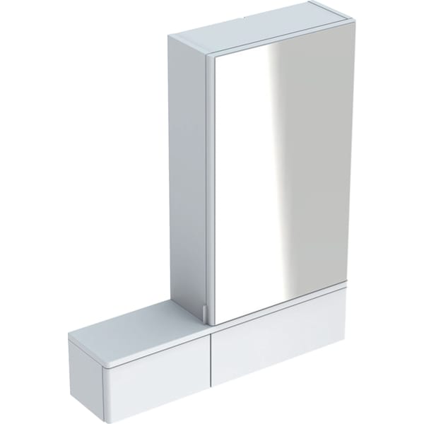 Geberit Selnova Square Mirror Cabinet with One Door and Two Pull-Down Doors - Unbeatable Bathrooms