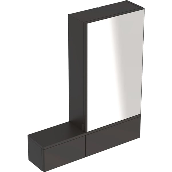Geberit Selnova Square Mirror Cabinet with One Door and Two Pull-Down Doors - Unbeatable Bathrooms