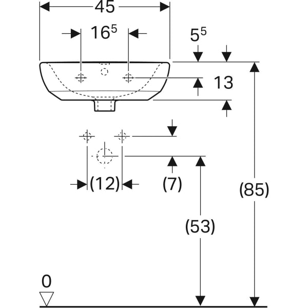 Geberit Selnova 45/50cm Handrinse Basin - 1 & 2TH - Unbeatable Bathrooms
