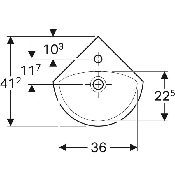 Geberit Selnova 415/600mm 1TH Corner Cloakroom Basin - Unbeatable Bathrooms