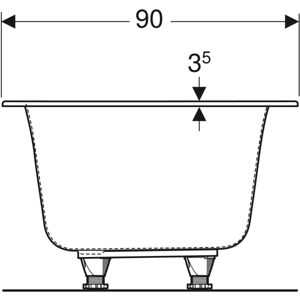 Geberit Soana 17/18/1900mm Double Ended Bath with Feet - Unbeatable Bathrooms