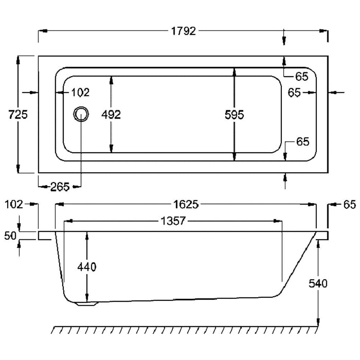 Carron Quantum Single Ended Carronite Bath - White - Unbeatable Bathrooms