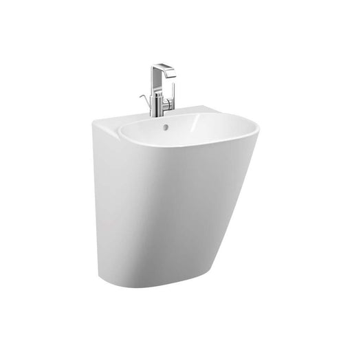 Vitra Frame 500mm Semi Pedestal Basin with Overflow - 0 & 1TH - Unbeatable Bathrooms