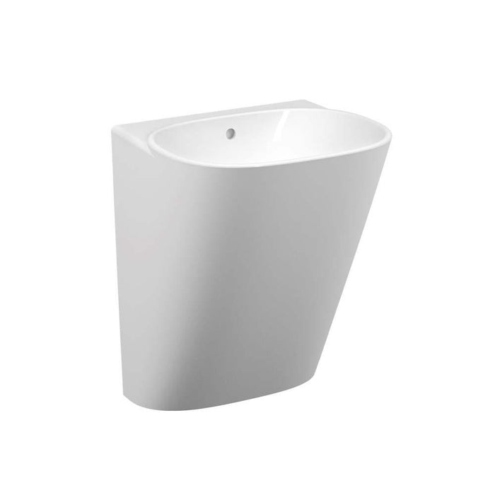 Vitra Frame 500mm Semi Pedestal Basin with Overflow - 0 & 1TH - Unbeatable Bathrooms
