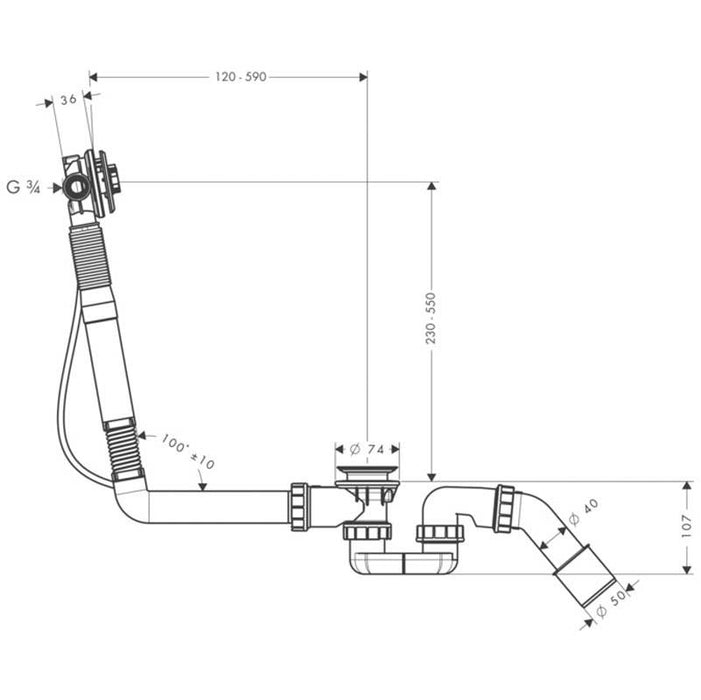 Hansgrohe Exafill S - Finish Set Bath Filler, Waste and Overflow Set - Unbeatable Bathrooms