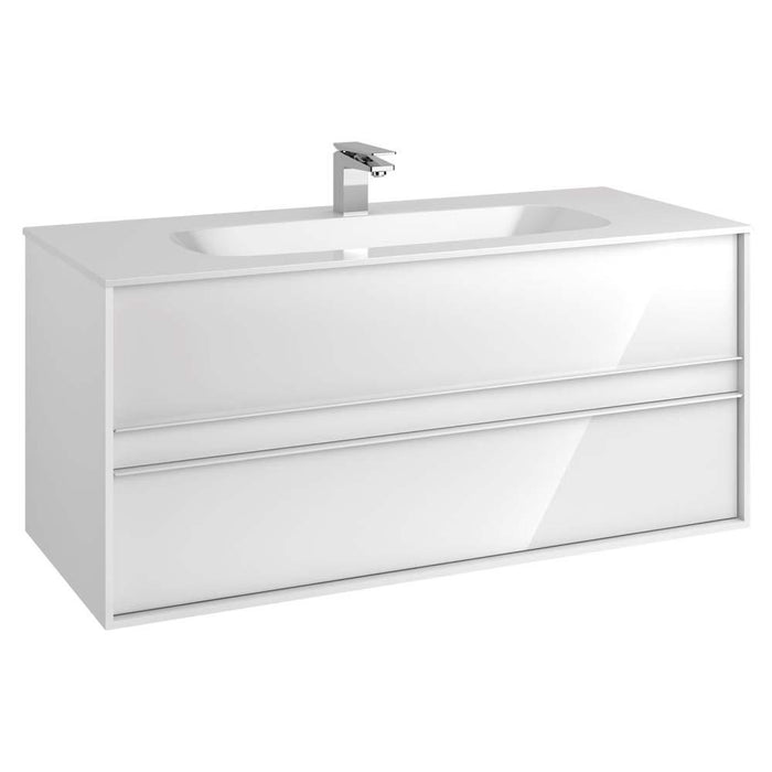 Vitra M-Line Infinit 800/1000/1200mm Vanity Unit - Wall Hung 2 Drawer Unit with Infinity Basin - Unbeatable Bathrooms