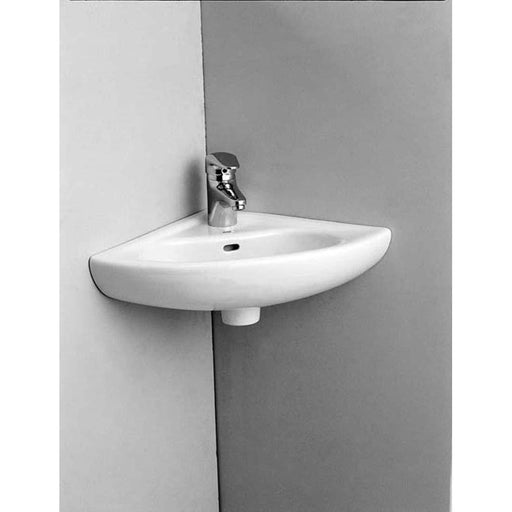 Vitra Commercial 400mm Corner Wall Hung Basin - 1 & 2TH - Unbeatable Bathrooms