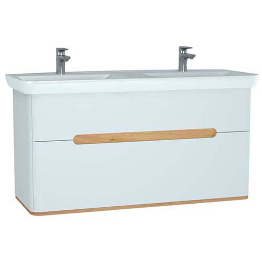 Vitra Sento 1300mm Double Vanity Unit - Wall Hung 2 Drawer Unit - Unbeatable Bathrooms