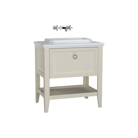 Vitra Valarte 800 Vanity Unit - Floor Standing 1 Drawer Unit with Inset Basin - Ivory - Unbeatable Bathrooms