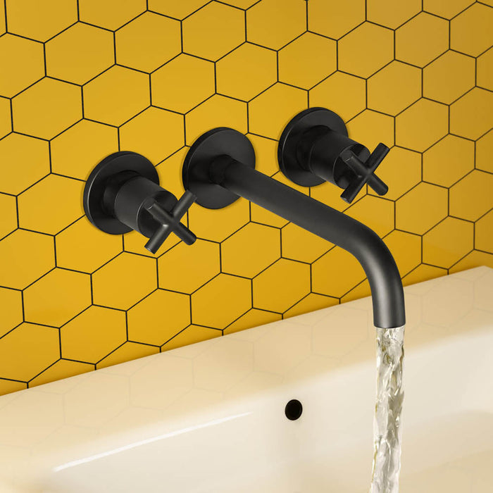JTP Solex 3 Hole Wall Mounted Basin Mixer Tap - Unbeatable Bathrooms