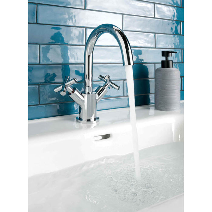 JTP Solex Mono Deck Mounted Swivel Spout Basin Mixer - Unbeatable Bathrooms