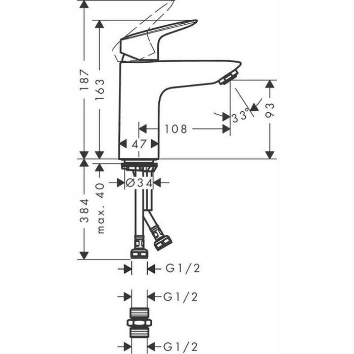 Hansgrohe Logis - Single Lever Basin Mixer 100 Lowpressure Min. 0.2 Bar without Waste - Unbeatable Bathrooms