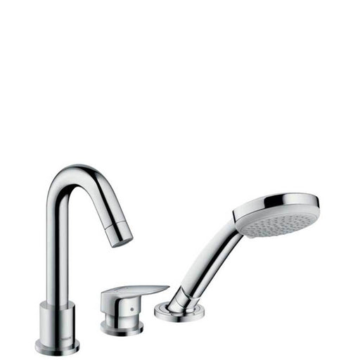 Hansgrohe Logis - 3-Hole Rim-Mounted Single Lever Bath Mixer with Secuflex - Unbeatable Bathrooms