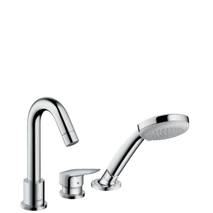 Hansgrohe Logis - 3-Hole Rim-Mounted Single Lever Bath Mixer with Secuflex - Unbeatable Bathrooms