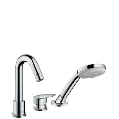 Hansgrohe Logis - 3-Hole Rim-Mounted Single Lever Bath Mixer with Secuflex - Unbeatable Bathrooms