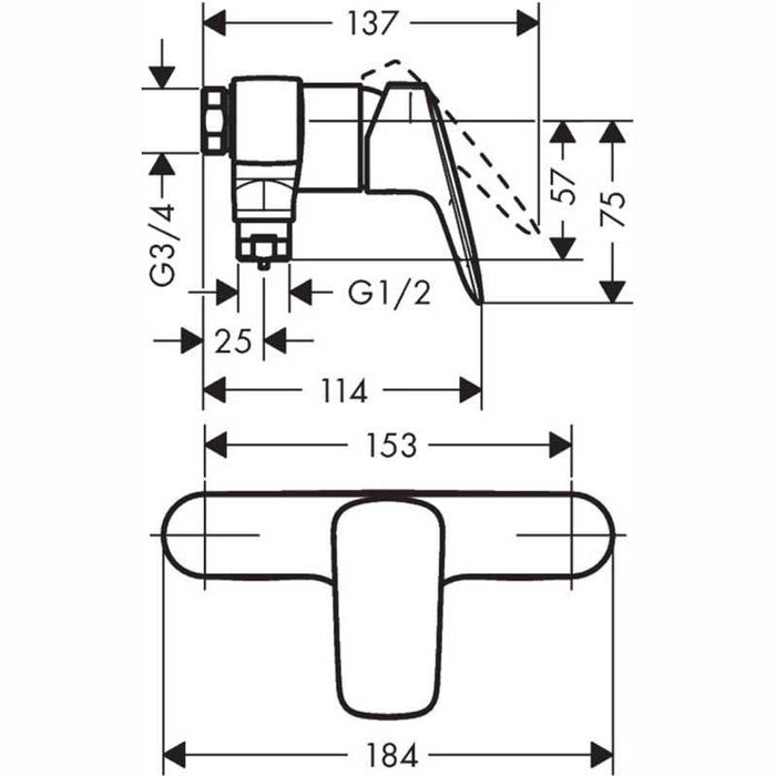 Hansgrohe Logis - Single Lever Manual Shower Mixer for Exposed Installation with Centre Distance 15.3cm - Unbeatable Bathrooms