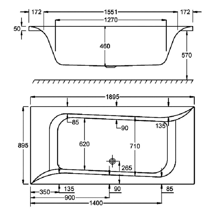Carron Linea 1900mm x 900mm Bath - White - Unbeatable Bathrooms
