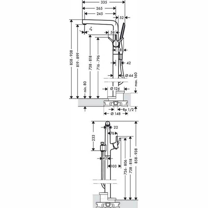 Hansgrohe Talis S - Single Lever Bath Mixer Floor Standing - Unbeatable Bathrooms