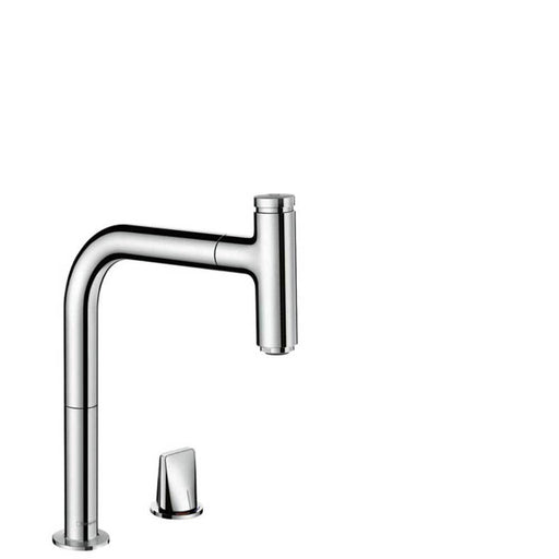 Hansgrohe Metris Select M71 - 2-Hole Single Lever Kitchen Mixer 200 with Pull-Out Spout and Sbox, Single Spray Mode - Unbeatable Bathrooms