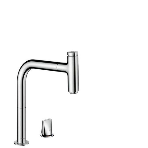 Hansgrohe Metris Select M71 - 2-Hole Single Lever Kitchen Mixer 200 with Pull-Out Spout and Sbox, Single Spray Mode - Unbeatable Bathrooms