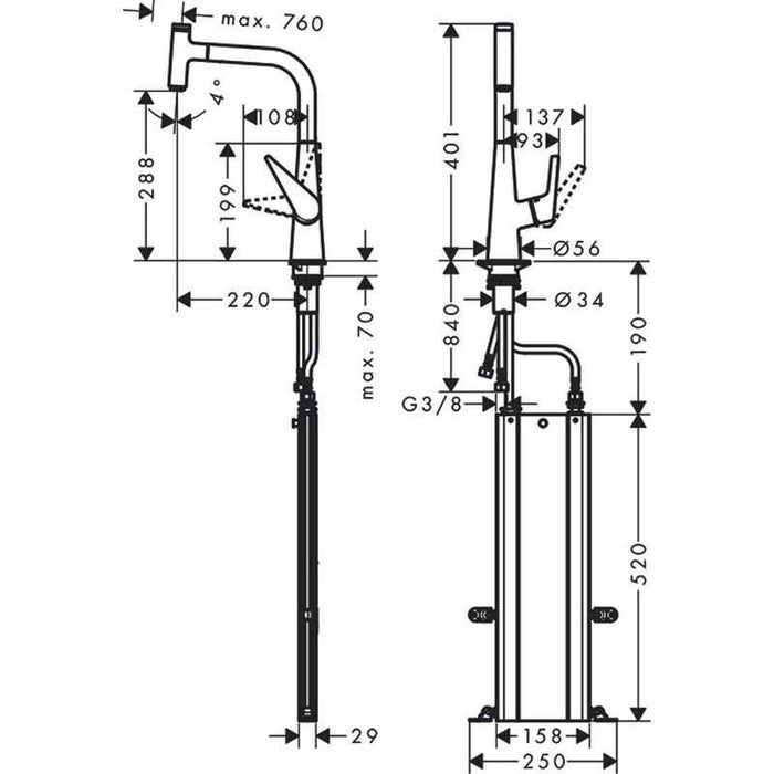 Hansgrohe Talis Select M51 - Single Lever Kitchen Mixer 300 with Pull-Out Spout and Sbox, Single Spray Mode - Unbeatable Bathrooms