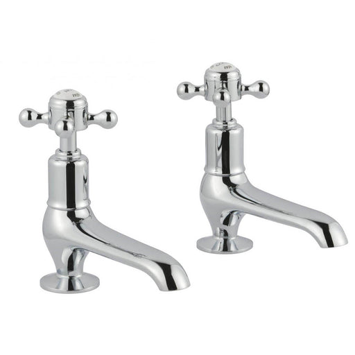 JTP Grosvenor Cross Long Nose 2 Hole Basin Taps (Pair) - Unbeatable Bathrooms