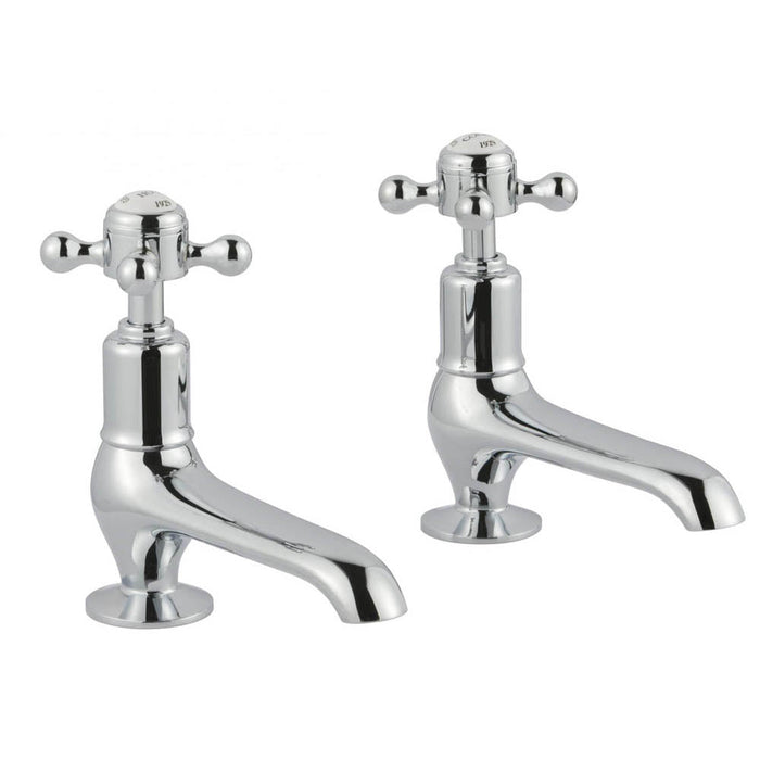 JTP Grosvenor Cross Long Nose 2 Hole Basin Taps (Pair) - Unbeatable Bathrooms