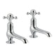 JTP Grosvenor Cross Long Nose 2 Hole Basin Taps (Pair) - Unbeatable Bathrooms
