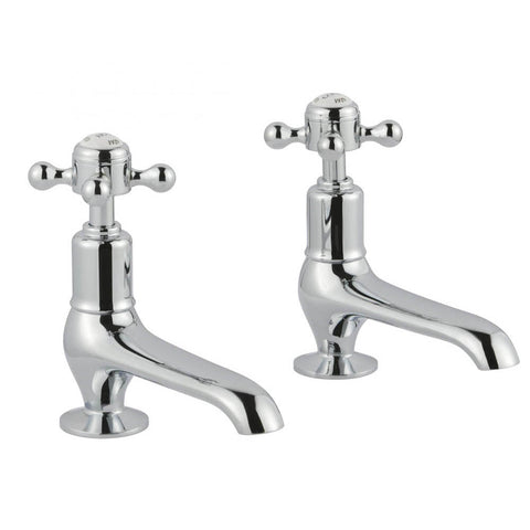 JTP Grosvenor Cross Long Nose 2 Hole Basin Taps (Pair) - Unbeatable Bathrooms