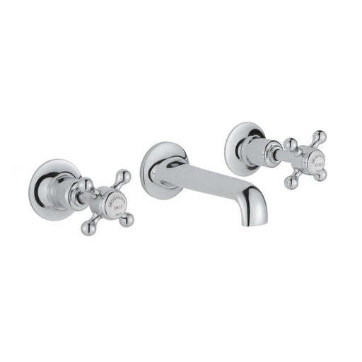 JTP Grosvenor Cross 3 Hole Wall Mounted Basin Mixer Tap - Unbeatable Bathrooms