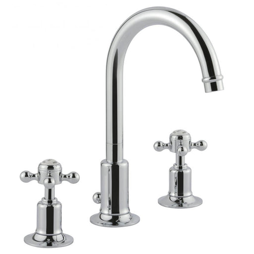 JTP Grosvenor Cross 3 Hole Basin Mixer Tap Swivel Spout - Unbeatable Bathrooms