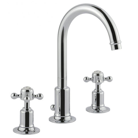 JTP Grosvenor Cross 3 Hole Basin Mixer Tap Swivel Spout - Unbeatable Bathrooms