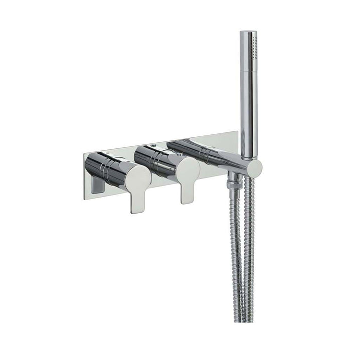 JTP Amore Thermostatic Concealed 2 Outlet 2 Controls Shower Valve with Attached Handset - Unbeatable Bathrooms