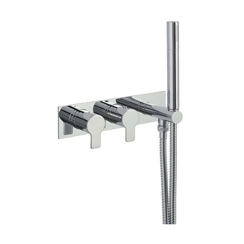 JTP Amore Thermostatic Concealed 2 Outlet 2 Controls Shower Valve with Attached Handset - Unbeatable Bathrooms