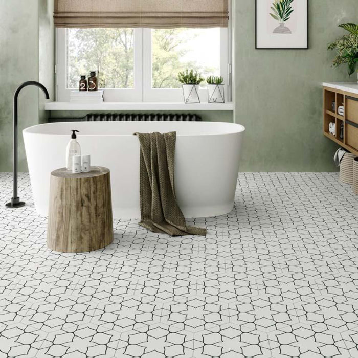 Kerala Hexagon 285 x 330mm Tile - White (Per M²) - Unbeatable Bathrooms