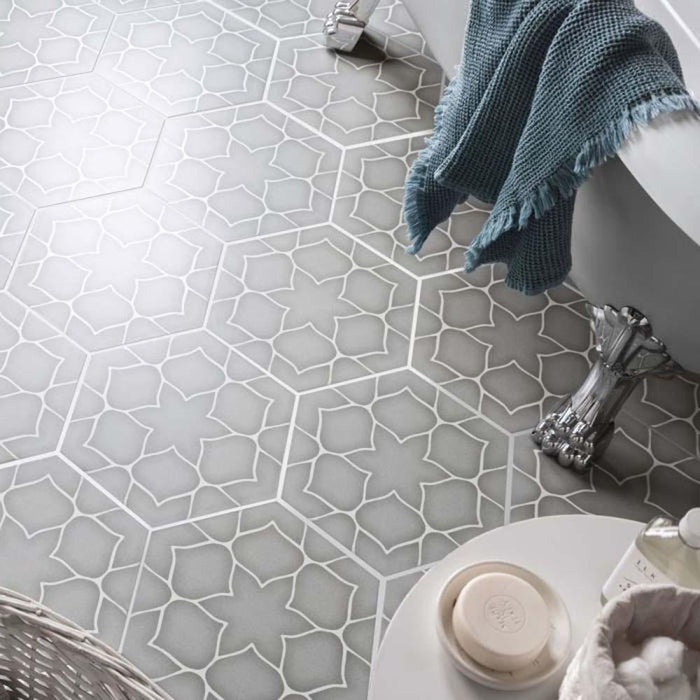Kerala Hexagon 285 x 330mm Tile - Grey (Per M²) - Unbeatable Bathrooms