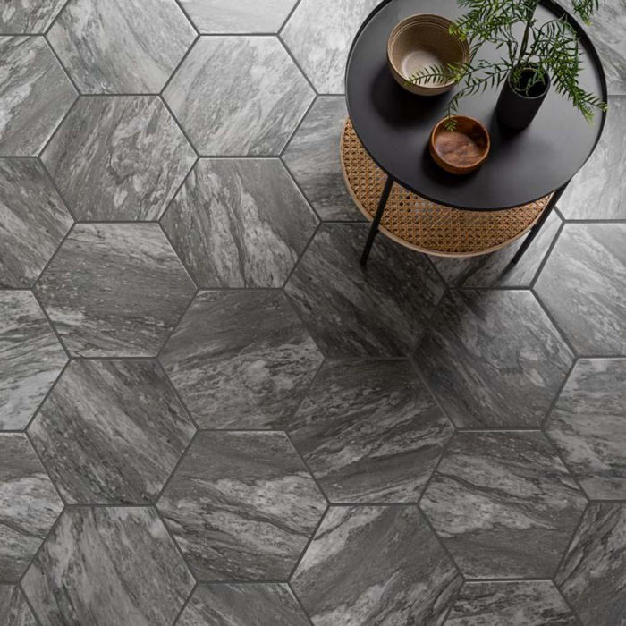 Bardiglio Hexagon 285mm x 330mm Floor Tiles (Per M²) - Unbeatable Bathrooms