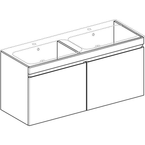 Geberit Renova Plan 129Cm Cabinet For Double Vanity Washbasin, with Two Drawers and Two Internal Drawers - Unbeatable Bathrooms