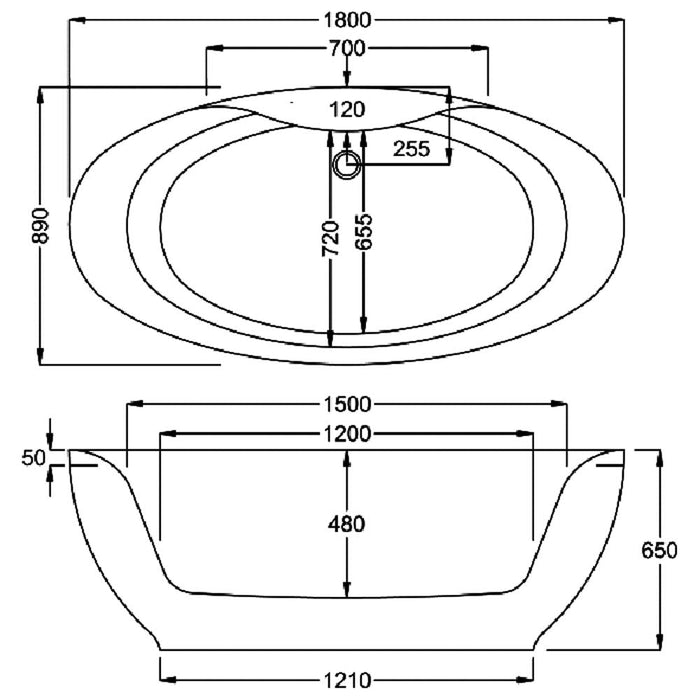 Carron Elysee 1800mm x 900mm Bath - Inset Version - Unbeatable Bathrooms